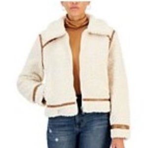 Maralyn & Me Reversible Sherpa w/Faux Leather Trim Moto Jacket, Sz Medium NWT